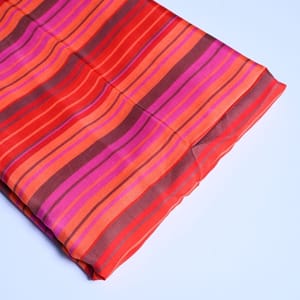 MultiColour Stripes Printed Japan Cotton Silk Fabric