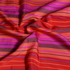 MultiColour Stripes Printed Japan Cotton Silk Fabric