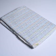 White With Blue Colour Stripes Cotton Printed Fabric