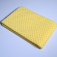 Yellow Colour Geometric Cotton Printed Fabric with Gold