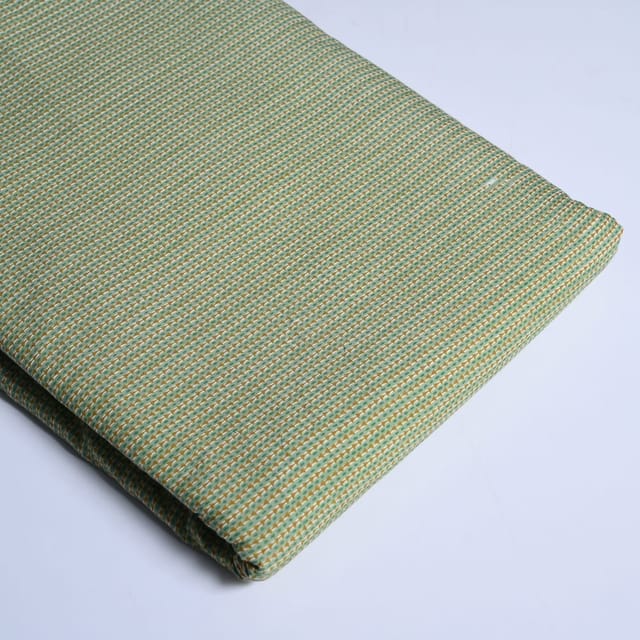Green Colour Stripes Cotton Printed Fabric