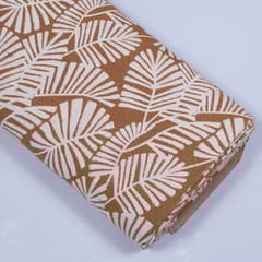 Brown & White Cotton Floral Jacquard