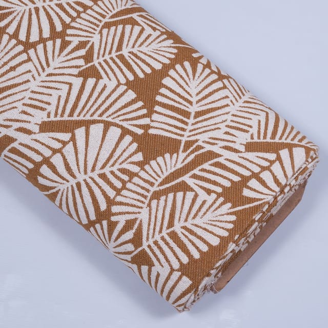 Brown & White Cotton Floral Jacquard