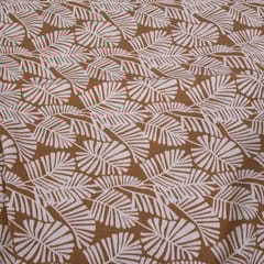 Brown & White Cotton Floral Jacquard