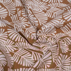 Brown & White Cotton Floral Jacquard