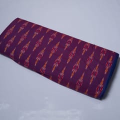 Grey with white leaves pattern cotton ikat fabric