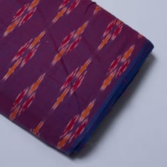 Grey with white leaves pattern cotton ikat fabric