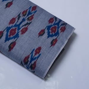 White base black circle yellow dot cotton double ikat fabric