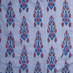 White base black circle yellow dot cotton double ikat fabric