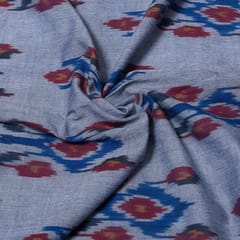 White base black circle yellow dot cotton double ikat fabric