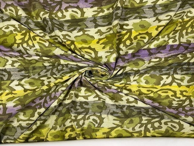 Cotton Cambric Dabbu Mehandi Green Floral Print