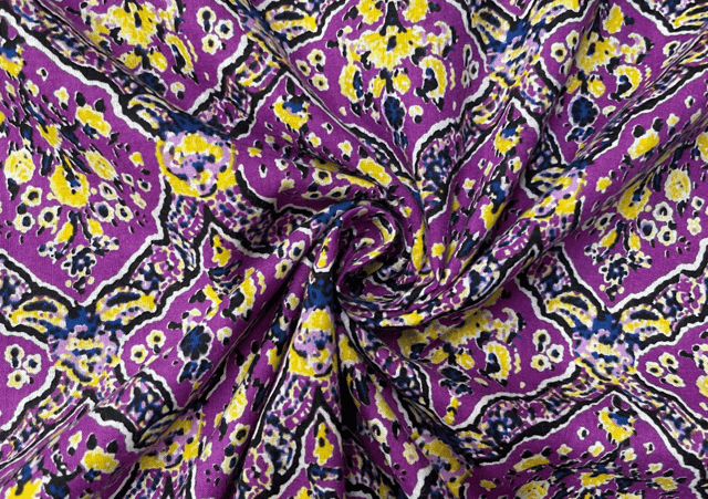 Printed Cotton Voil Purple Abstract