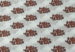 Printed Cotton Voil White Orange Floral