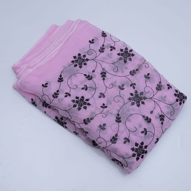 Light Pink Colour Satin Organza Embroidery