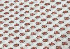 Printed Cotton Voil White Orange Floral