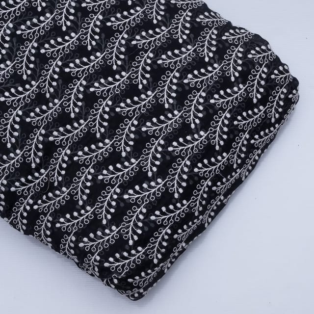 Black Colour Mal Chanderi Embroidery