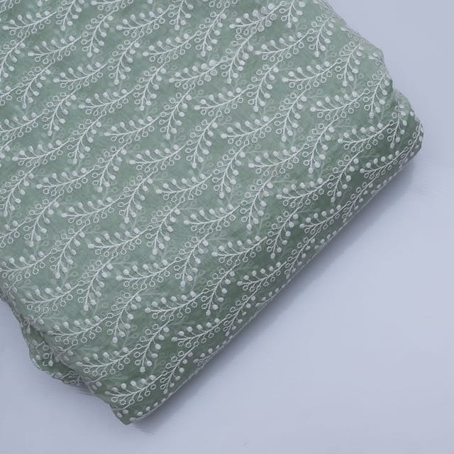 Pista Green Colour Mal Chanderi Embroidery