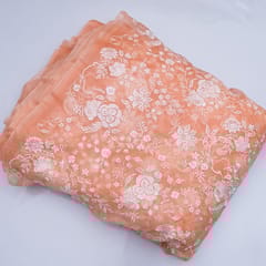 Peach Colour Pure Organza Embroidery