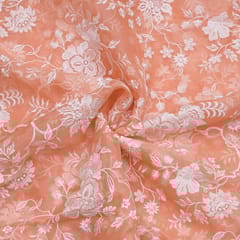 Peach Colour Pure Organza Embroidery