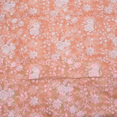 Peach Colour Pure Organza Embroidery