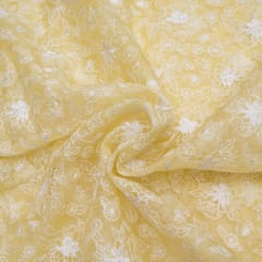 Lemon Colour Pure Organza Embroidery