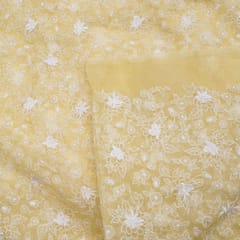 Lemon Colour Pure Organza Embroidery