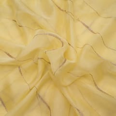 Yellow Colour Pure Organza Embroidery