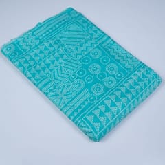 Firozi Colour Cotton Printed Fabric