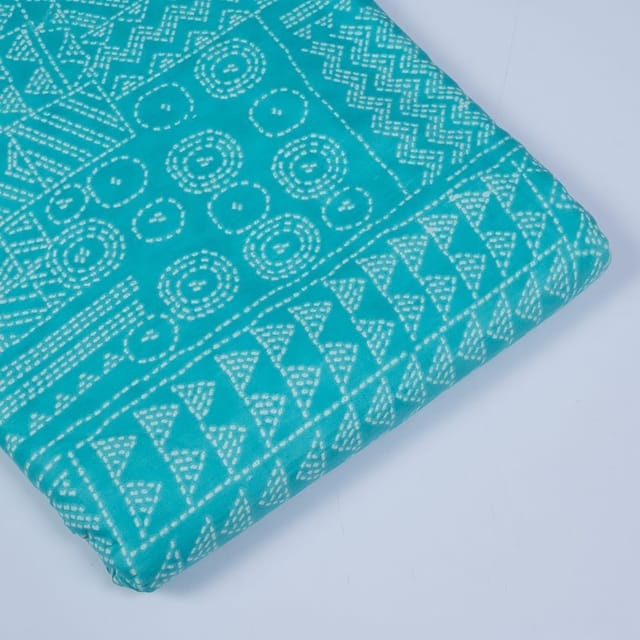 Firozi Colour Cotton Printed Fabric