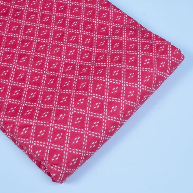 Majenta Colour Cotton Printed Fabric