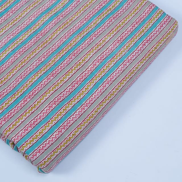 Grey Colour Cotton Printed Fabric