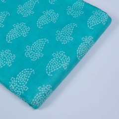 Firozi Colour Cotton Printed Fabric