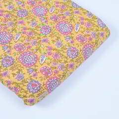 Yellow Colour Cotton Printed Fabric