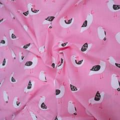 Pink Colour Cotton Printed Fabric