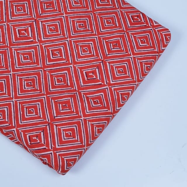 Red Colour Cotton Printed Fabric