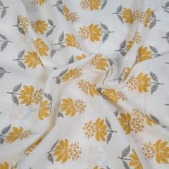 Cream Colour Cotton Printed Fabric