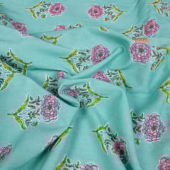 Green Colour Cotton Printed Fabric