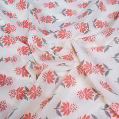 Cream Colour Cotton Printed Fabric