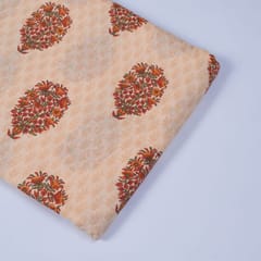 Peach Colour Cotton Printed Fabric