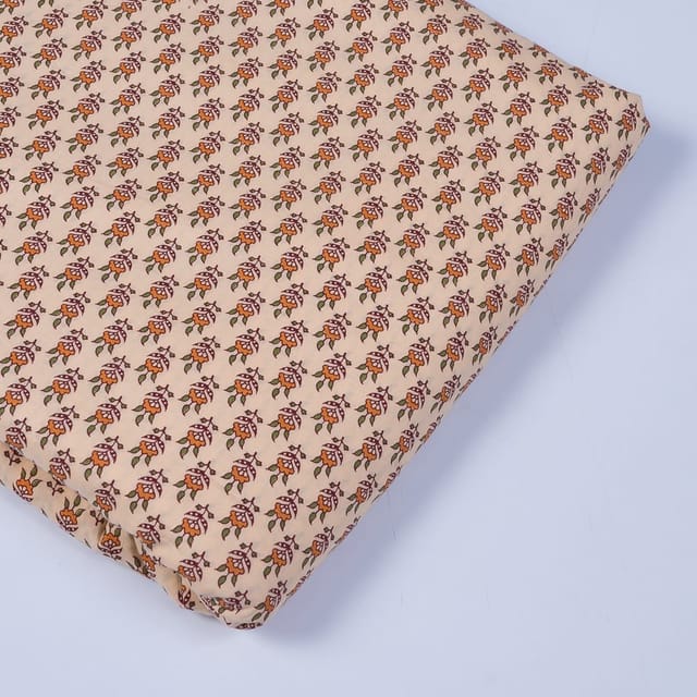 Peach Colour Cotton Printed Fabric