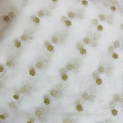 White Colour Dyeable Net Booti fabric