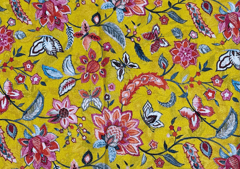 Printed Georgette Yellow MultiColour Floral Fabric
