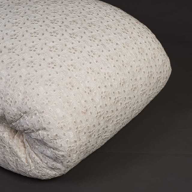 White Colour Dyeable Georgette Embroidered Fabric