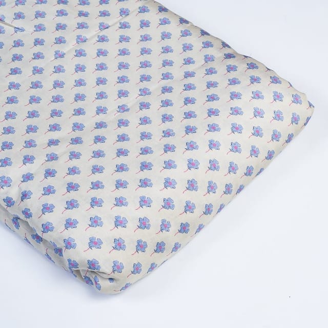 Grey Colour Muslin Digital Printed Fabric