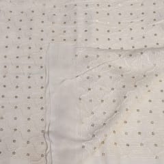 White Colour Dyeable Georgette Embroidered Fabric