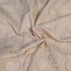 Cream Colour Kora Cotton Embroidered Fabric