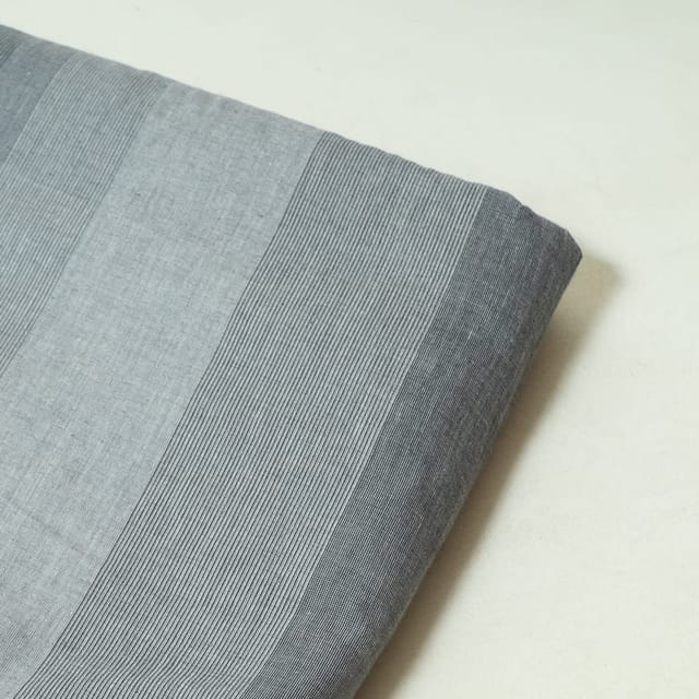 Grey Colour Cotton Stripes Printed Shaded Fabric