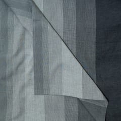 Grey Colour Cotton Stripes Printed Shaded Fabric