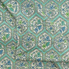 Sea Green Colour Cotton Flex Printed Fabric
