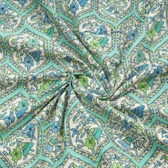 Sea Green Colour Cotton Flex Printed Fabric